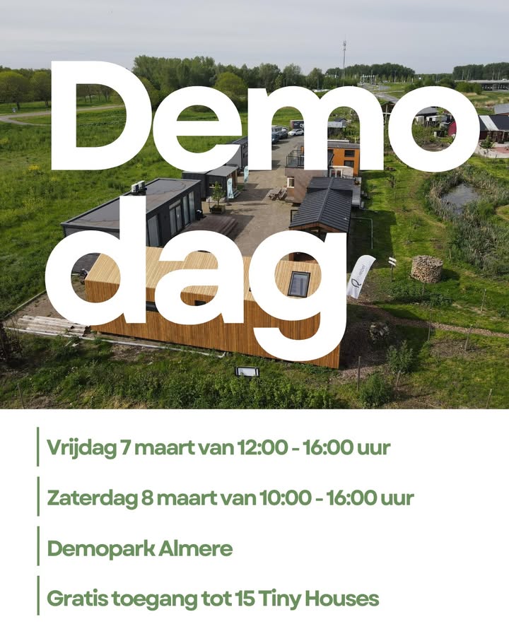 Wil je onze Tiny Houses in het echt bewonderen? Kom dan op vrijdag 7 en zaterdag 8 maart naar het eerste Demoweekend van 2025…